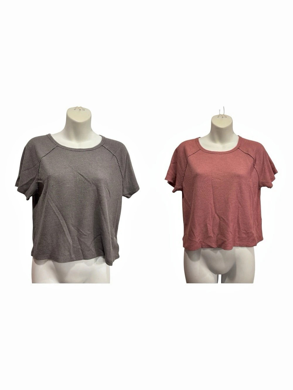American Eagle Short Sleeve Tops in Gray & Pink size large